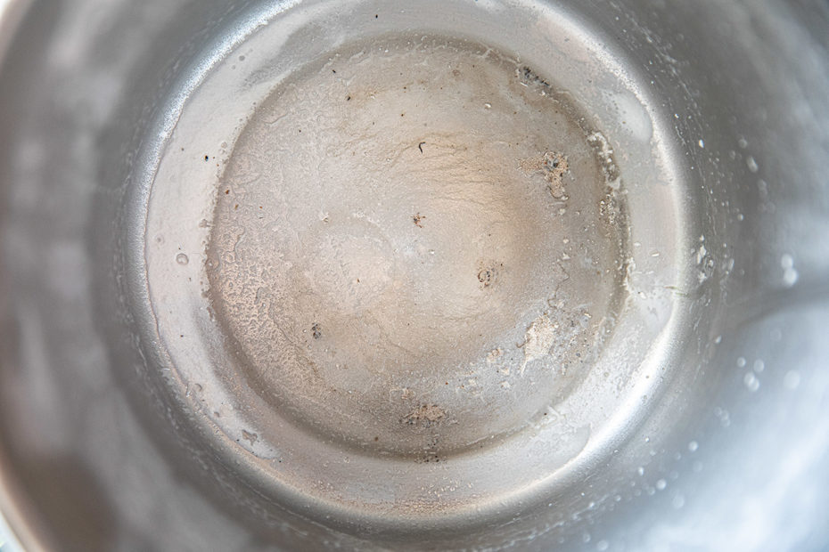 Residue after distilling tap water