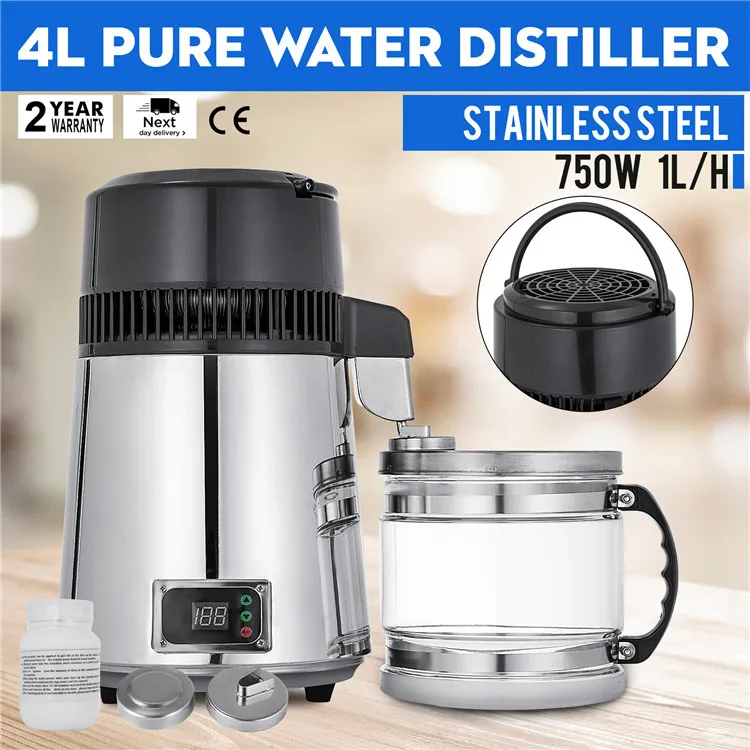 Temperature-Adjust 750W 4L Pure Water Distiller